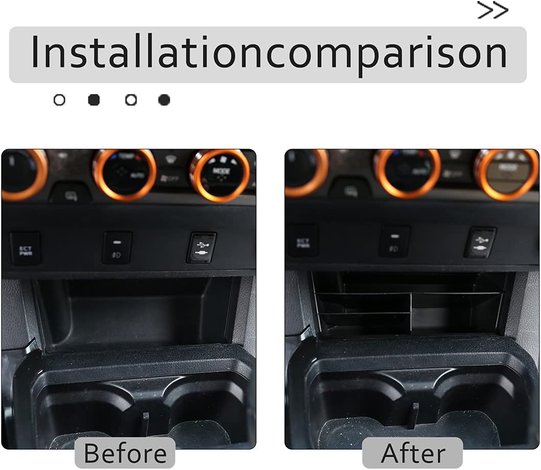 for Toyota Tacoma 2016 2017 2018 2019 2020 2021 2022 2023 LHD Center Console Storage Box, ABS Console Storage Tray Organizer, Auto Interior Storage Accessories, 1PCS, Black