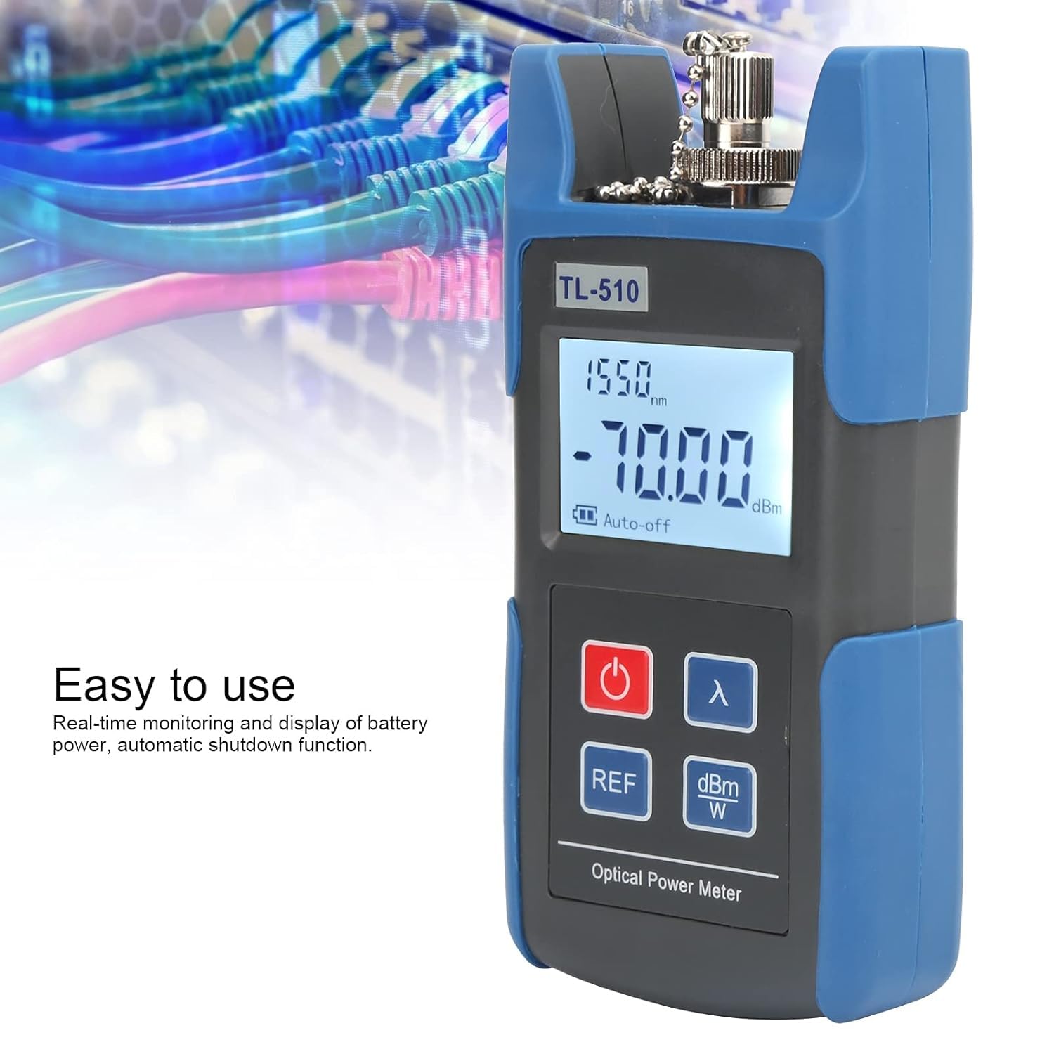 Probador óptico, Probador de Cable de Fibra óptica TL510 Medidor de Potencia óptica de Alta Precisión Detector de Potencia óptica Portátil, Probadores de Red y Cable