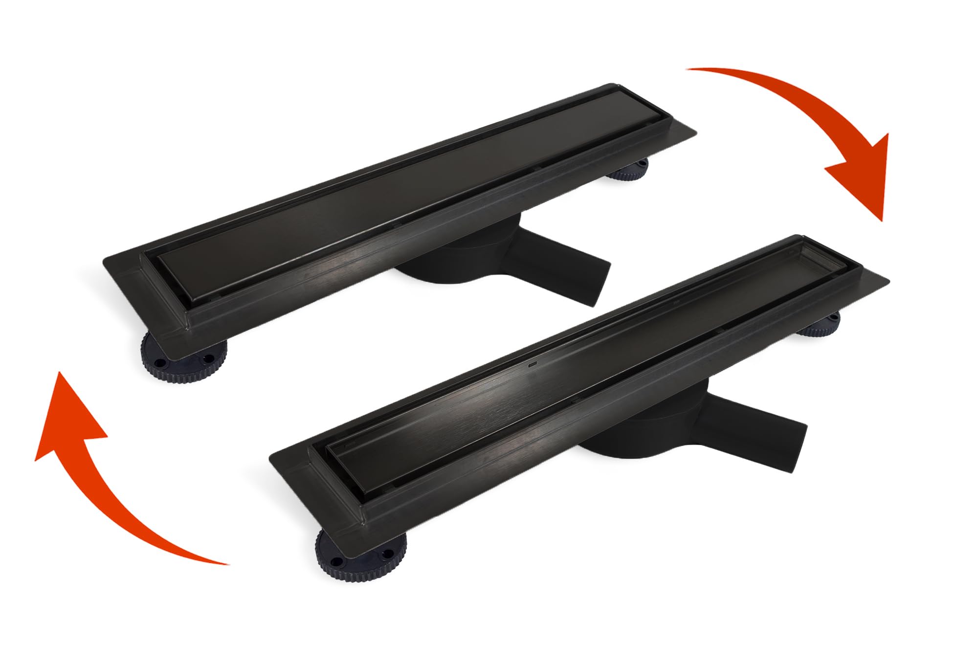 Duschrinne AquaUno Basic 360 – 100 cm Schwarz | AISI-304-Edelstahl; 49 l/min; 57 mm Einbauhöhe; Nass-/Trocken-Siphon; für bodengleiche Duschen
