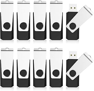 32GB USB Sticks 10 Pack, KOOTION Bulk USB 2.0 Memory Stick Swivel Thumb Drives Bulk U Disk 32GB Pendrive Jump Drive Zip Drive for Data Storage (32GB,10 Pack, Black)