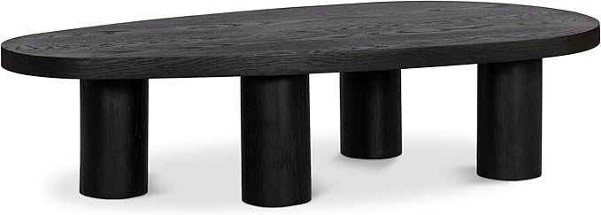 Meridian Furniture 291Black-C Beekman Collection Art Deco Coffee Table with Solid Oak Wood, Black Finish, 58