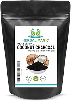 Herbal Magic Activated Coconut Charcoal Powder Food Grade Quality Excellent Detoxifying, Cleansing Properties Naturally Supports Skin, Body Care & Oral Care,UKAS LAB Tested in The UK-100g