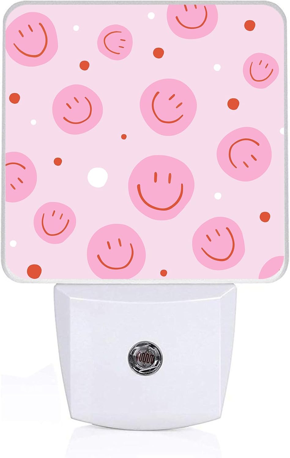 Pink Smiley Face Night Light, Plug-into Nightlight White LED Lamp, Energy Efficient Decor Desk Lamp for Bedroom Hallway Stairs Bathroom