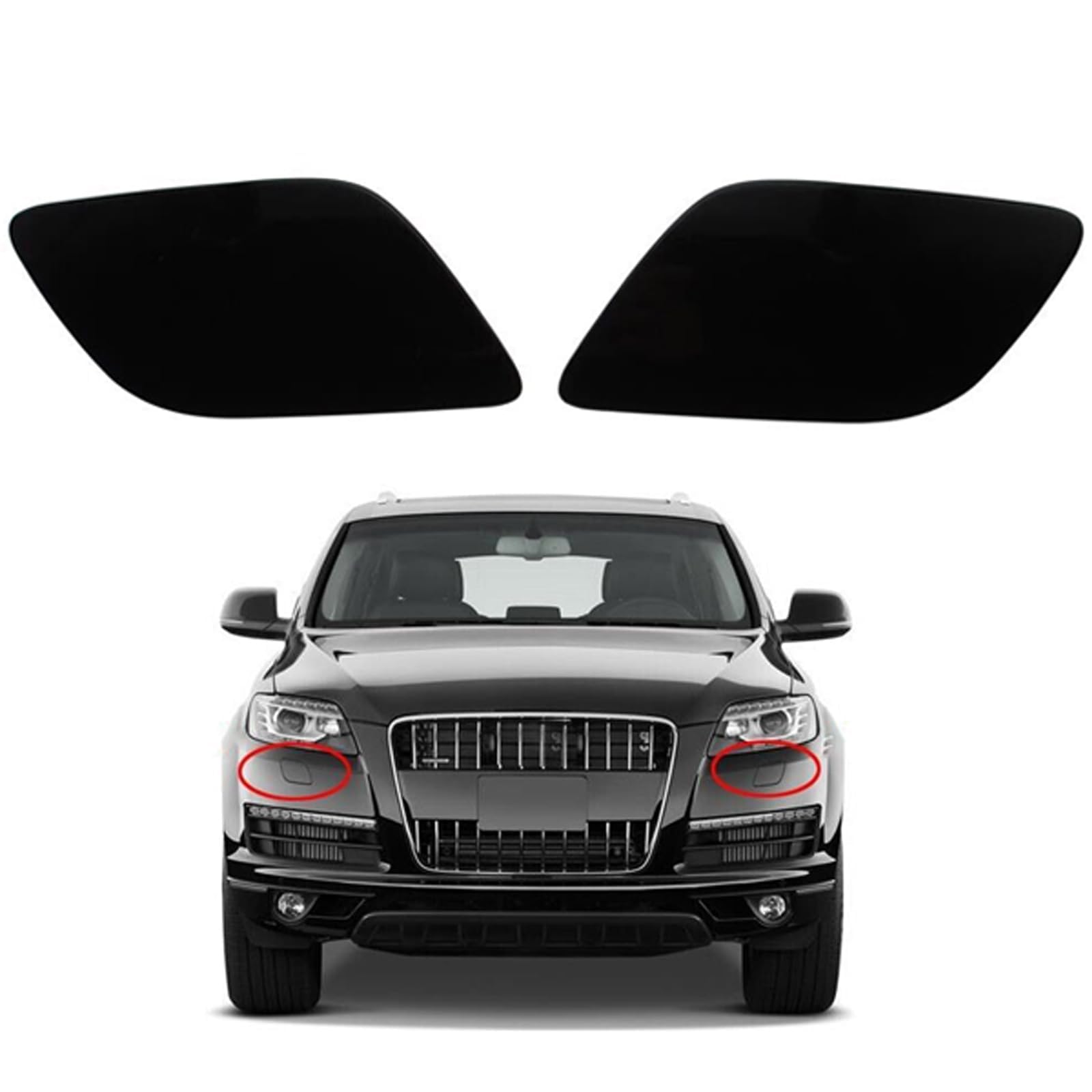 Pair of Front Bumper Headlight Washer Cover Nozzle Caps for Audi Q7 2010-2015 - Replaces 4L0955276G 4L0955275G (Left & Right Side)
