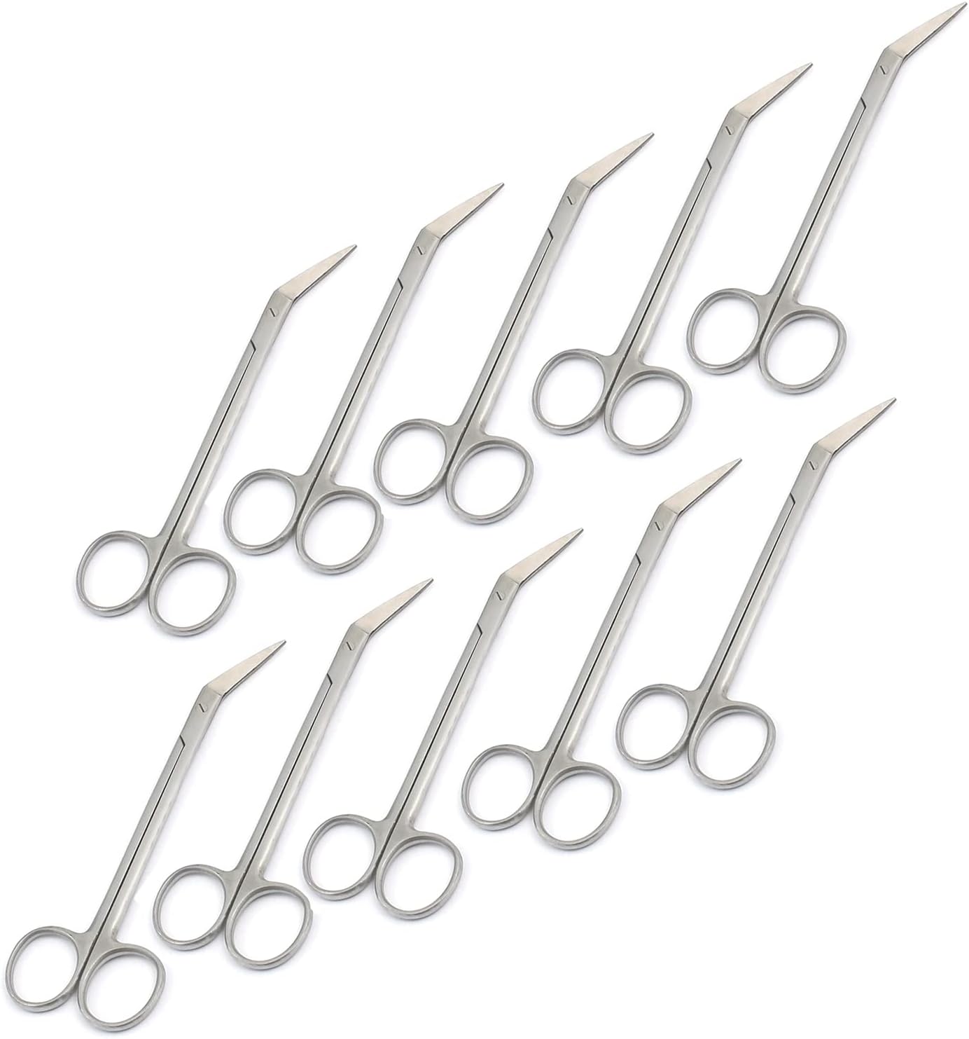 OdontoMed2011® 10 PCS KELLY SCISSORS ANGLED SHARP POINT END RING HANDLE STAINLESS STEEL DENTAL INSTRUMENTS ODM
