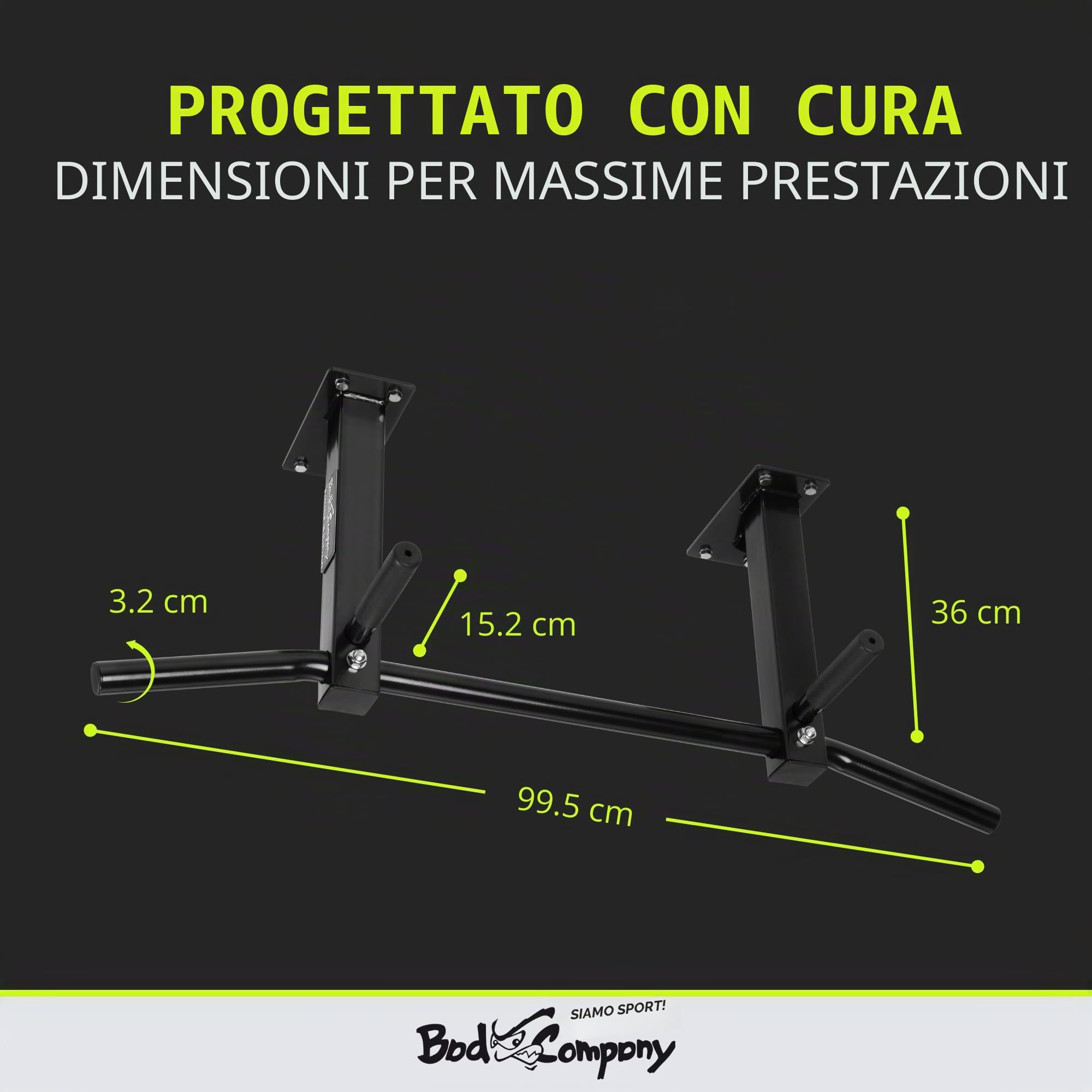 Bad Company Sbarra per trazioni Professionale | Sbarra per Il Montaggio a Parete o al soffitto, Portata Fino a 350 kg | Compreso Materiale di Montaggio | BCA-44 e BCA-45
