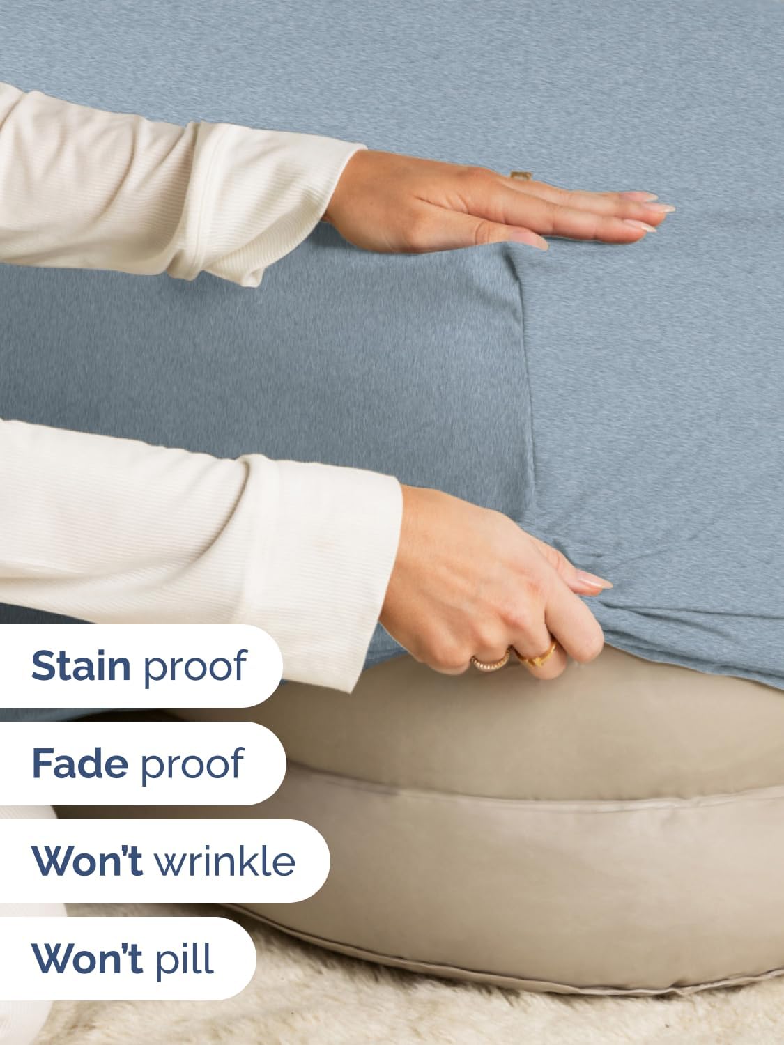 Extra Deep Twin Fitted Sheet - Hotel Luxury Single Fitted Sheet Only - Easily Fits 18 inch to 24 inch Mattress - Ultra Soft, Wrinkle Free with Extra Deep Pockets - Breathable & Comfy - Heathered Blue thumbnail