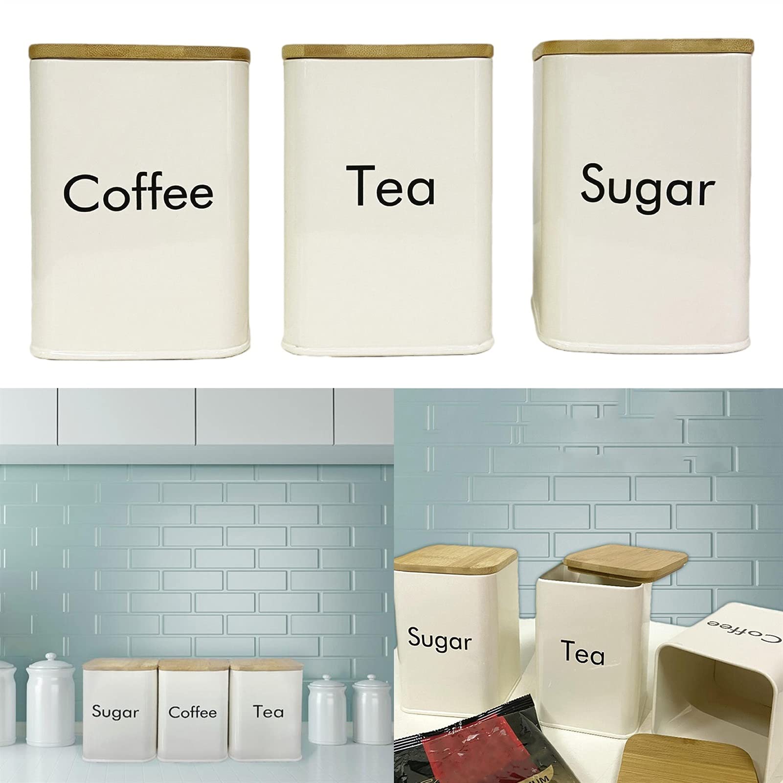QINGGANGLING999 Kaffeedosen 3 stücke Kaffeezucker Aufbewahrungsbox Food Storage Container Gläser Sparen Sie Platz for Küchenbüro Kaffeedose Luftdicht