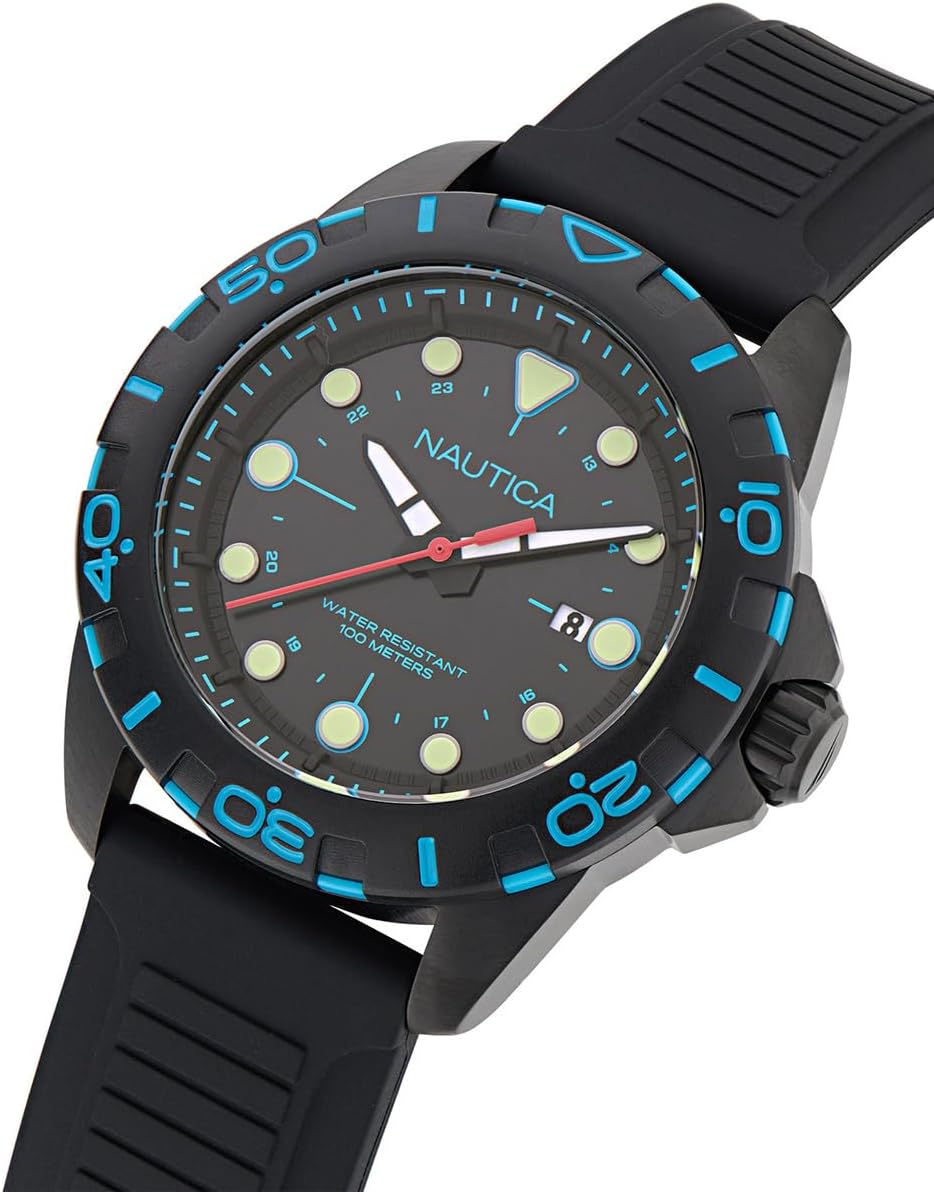 Nautica Men's Black Silicone Strap Watch (Model: NAPNRS404)