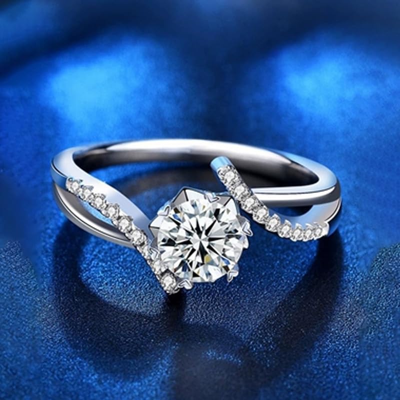 1 Karat Verlobungsring Damen Gold 9K/14K/18K Namensring Gravur Damen mit Zirkon Personalisierte Ringe Diamond Ring Familieringe Mit Wunschnamen Gravur Geschenk für Frauen mit CZ