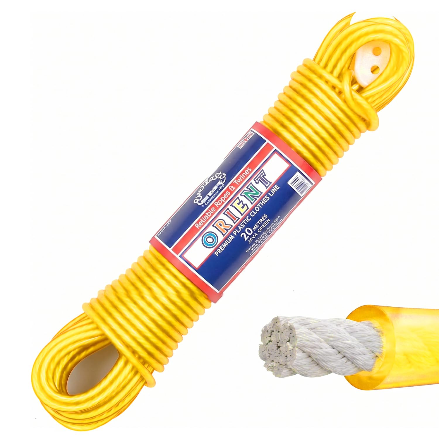 EVERLASTO Quality 20m 'Orient' PVC Clothes/Washing Line 4.8mm Thick (YELLOW)