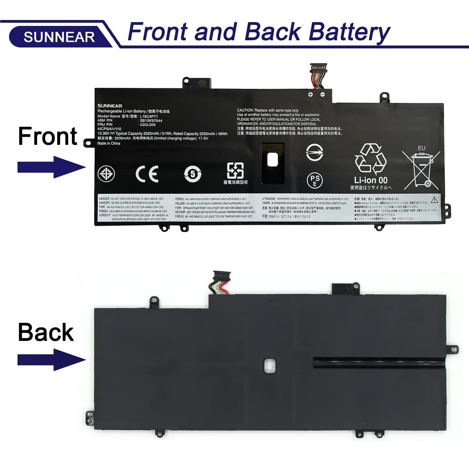Replacement Akku für Lenovo Thinkpad X1 Carbon 7th 8th Gen/ Yoga 4th 5th Gen