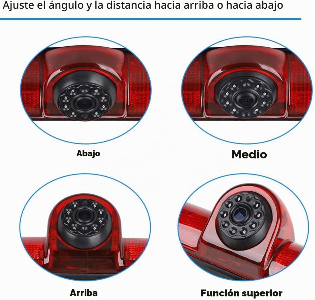 Cámara de luz de Freno de Montaje Superior en el Techo del Coche Cámara de luz de Freno de Vista Trasera para Citroen Jumper/FIAT DUCATO X250 / Peugeot Boxer +7.0" Pantalla TFT Camión LCD E-Mark