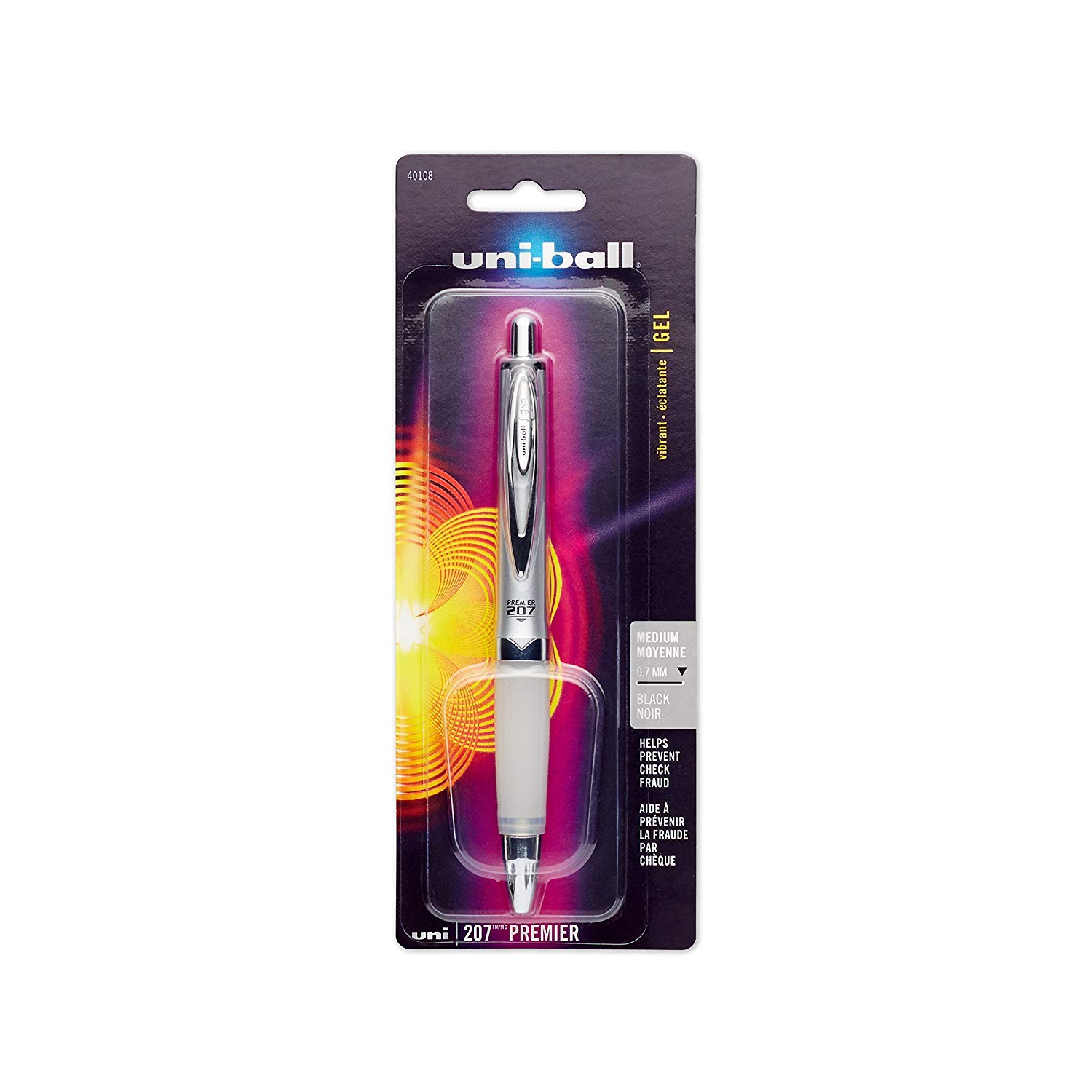 Uni-Ball Premier 40108 207 Gel-Tintenroller, einziehbar, mittlere Spitze, schwarze Tinte, 3 Stück