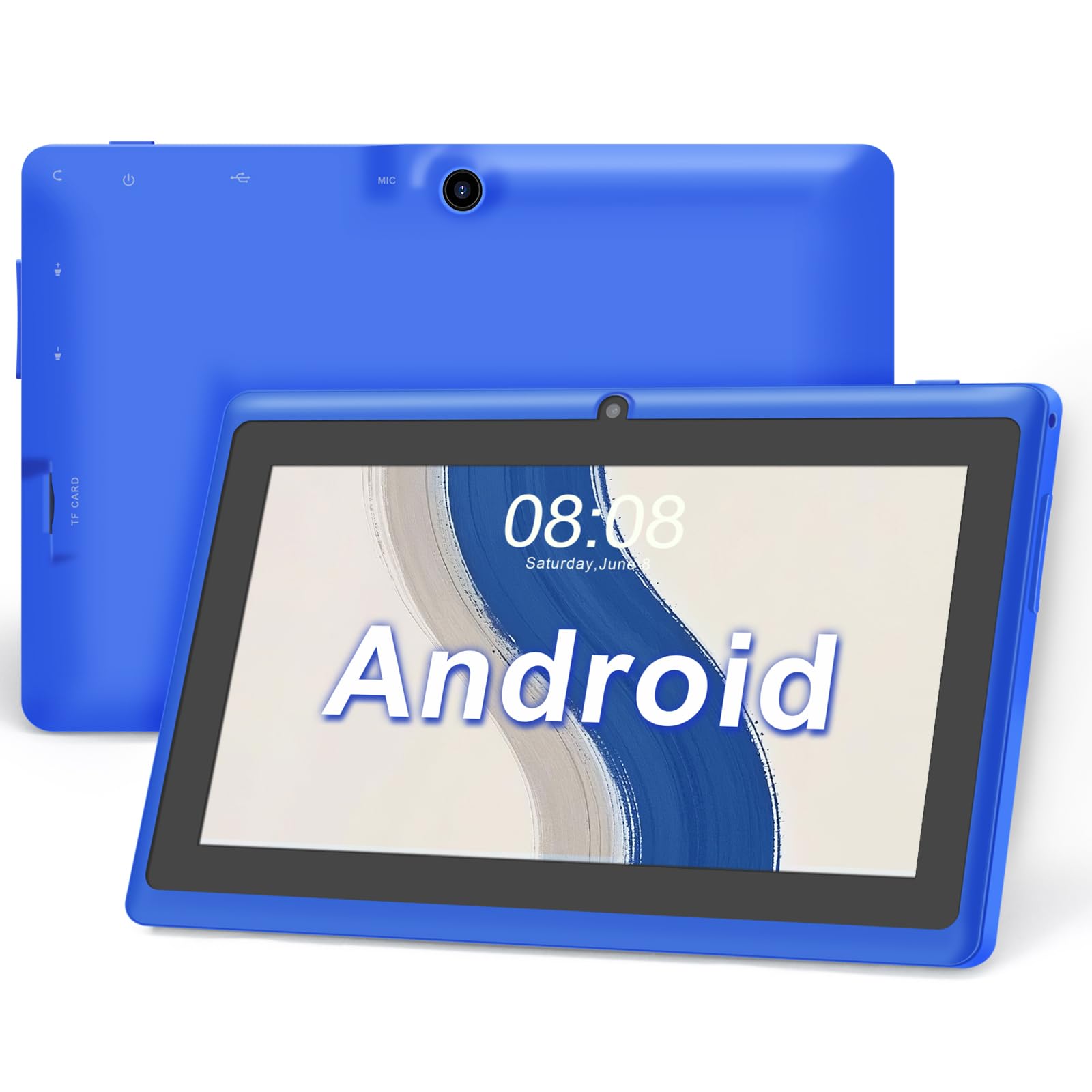 Tablette 7 Pouces Android, Double Caméras, WiFi, Bluetooth, Bleu