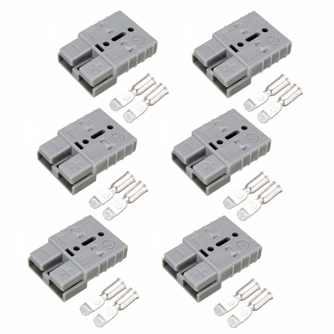 6 pz Grigio Anderson Style Plug 50AMP 600 V Connettore Esterno DC Alimentazione Con 12 pz Terminali Contatti per Caravan Solare