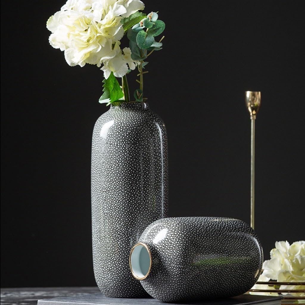 Jarrón Arreglo Floral Decorativo Gris de cerámica florero Flores secas hogar Simple Moderno Sala Estar Entrada decoración Escritorio Jarrón para Mesa