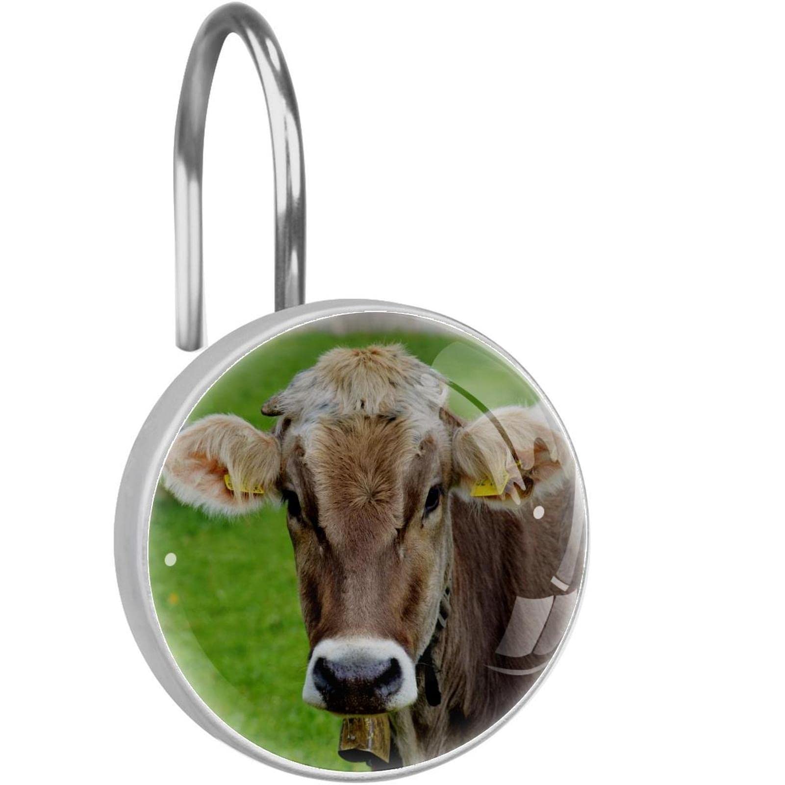 Anneaux rideau de douche inox anti-rouille robustes motif vache