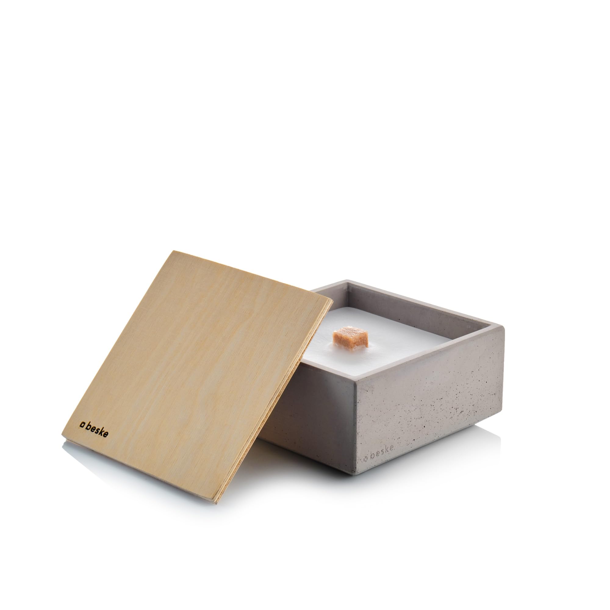 Betonfeuer® Meru-M | Das Feuer, das für Immer brennt | Kerzenfresser mit Dauerdocht für Terasse und Garten | Wachsfresser aus Beton | Handarbeit 'Made in Germany' | (13 x 13 x 6,5cm)