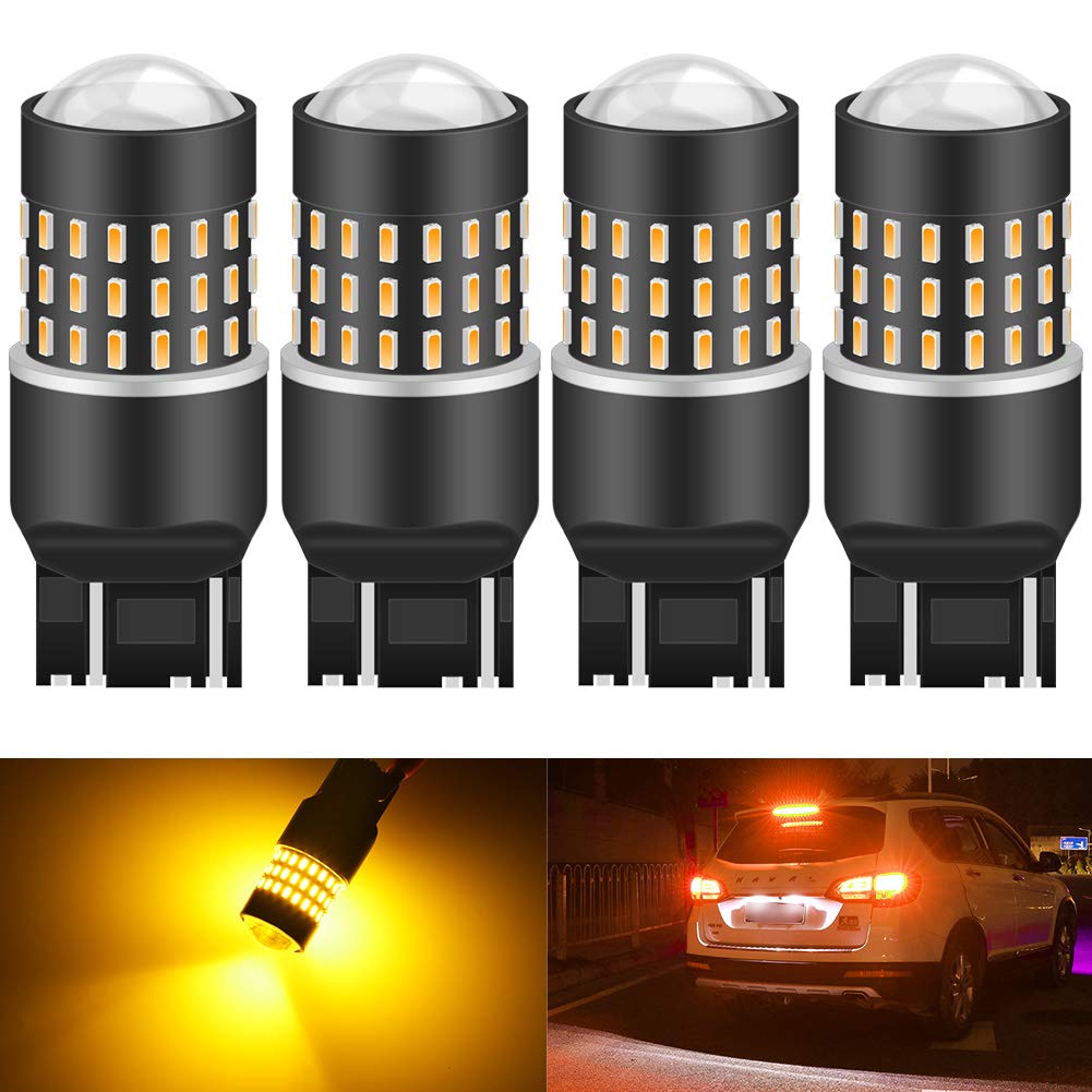 KATUR 7440 7443 7444NA 7441 7444 992 żarówka LED 3014 54 chipsety 650 lumenów zamiennik do kierunkowskazu cofania wstecznego cofania ogona hamowania światła postojowe, bursztynowe (opakowanie 4 szt.)