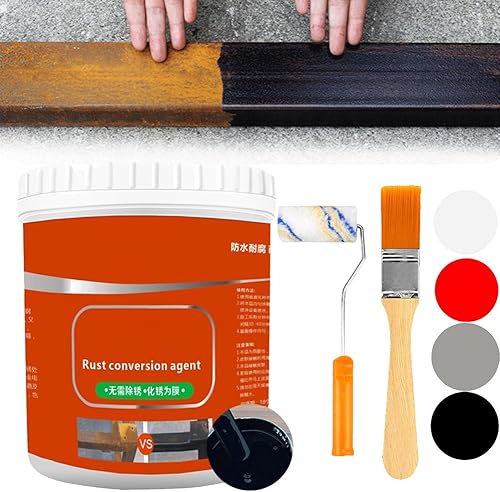 Renovador de óxido, agente de conversión de óxido, pintura antioxidante multiusos, removedor de óxido de metal a base de agua con cepillo,