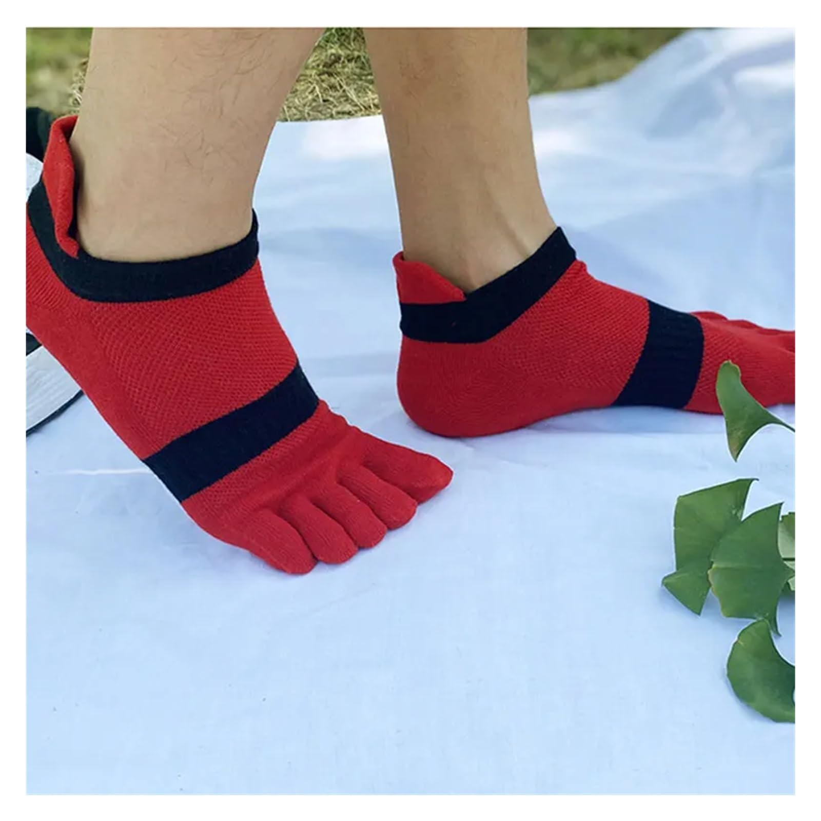 6 Paia/Set Calzini A Cinque Dita Calzini Spessi Corti A Cinque Dita da Uomo Calzini in Cotone Comodi Calzini Traspiranti con Tallone per Uso Esterno(6 Pairs-5,L)