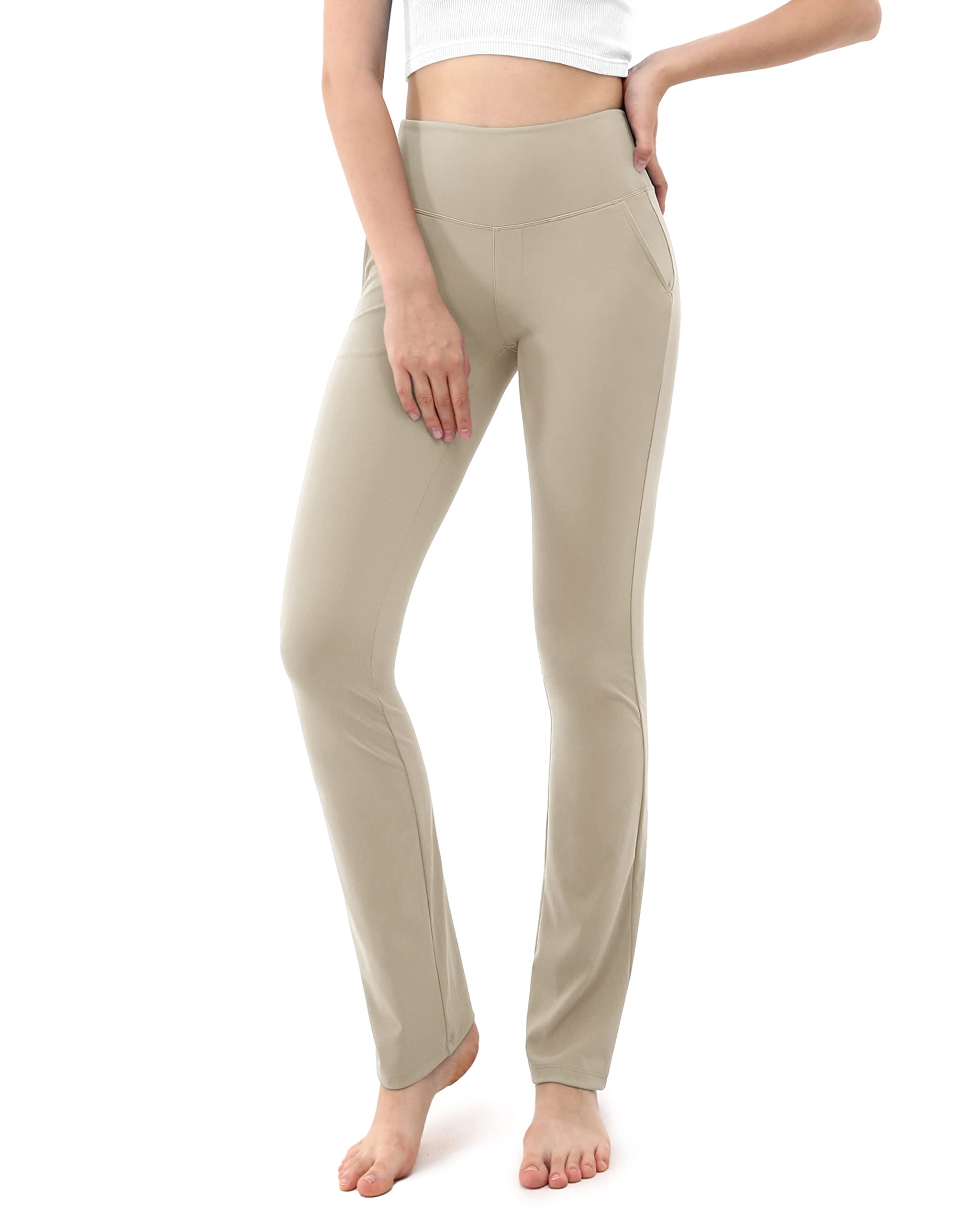 ODODOS Straight Leg Yoga Pants for Women with Pockets High Waist