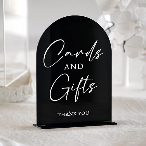 Miniatura 4 de Letrero de acrílico con soporte de 5 x 7 pulgadas, letrero de boda de acrílico arqueado negro y base, 18 pulgadas de grosor, arco de caligrafía