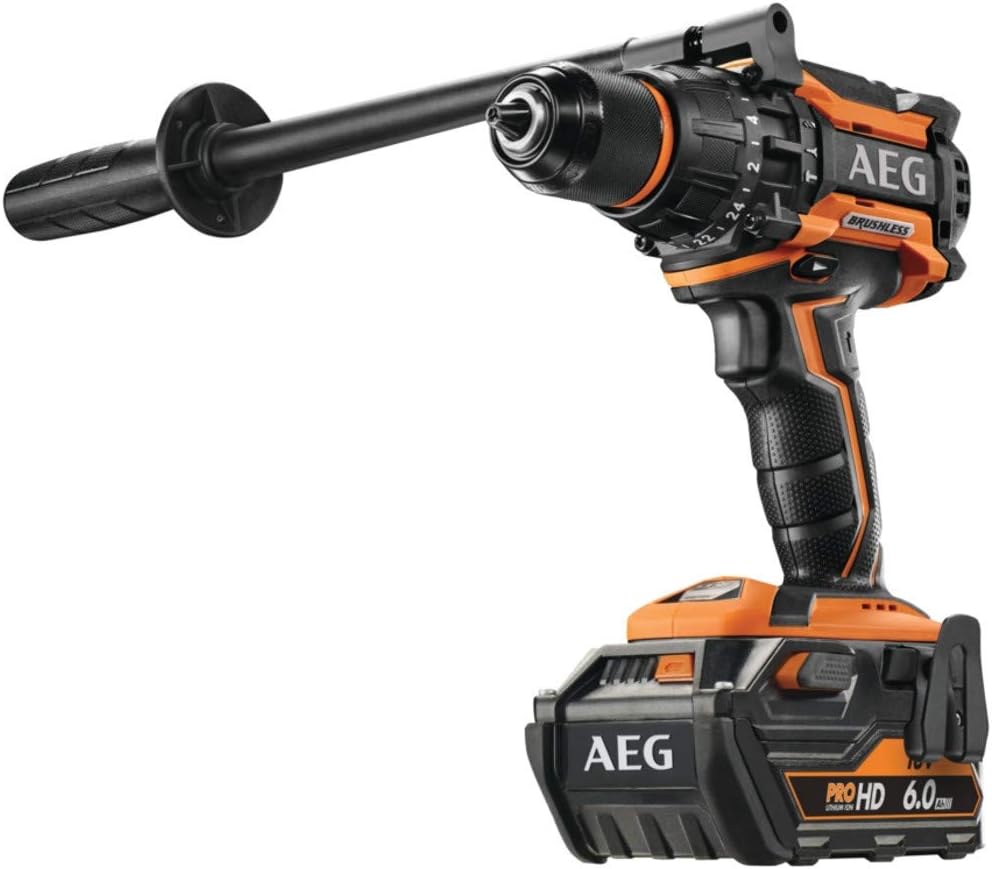 AEG18V Brushless Hammer Drill - 2 x 6.0Ah Batteries - A BSB18BL-602C Charger