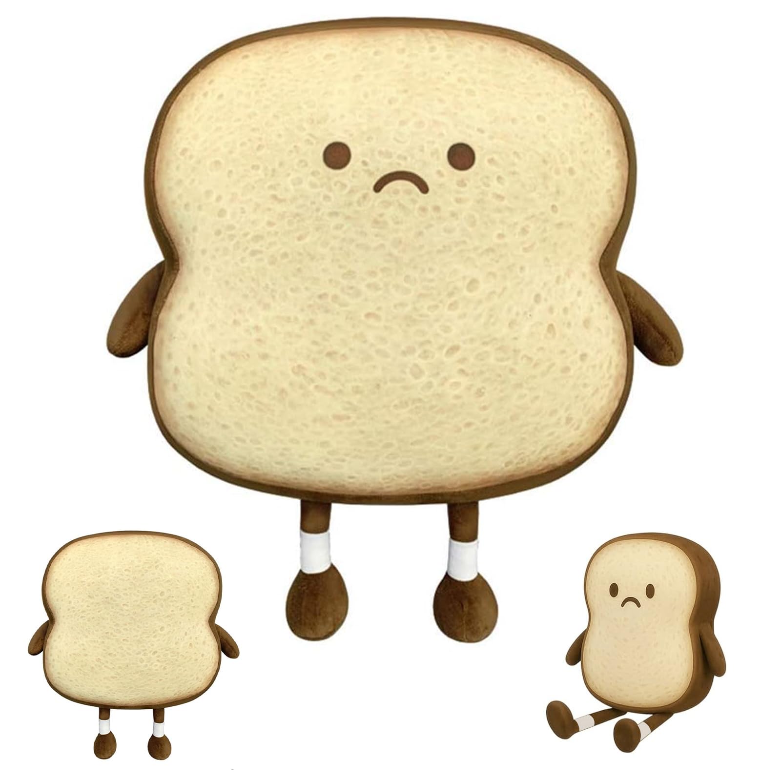 GUOYOU Toast Bread Plushies, Funny Slice Bread Shape Plush Toy, Adorable Expression Cuddle Pillow for Kids Adults Brithday Sofa Cushion & Decorative Pillow (Burnt)