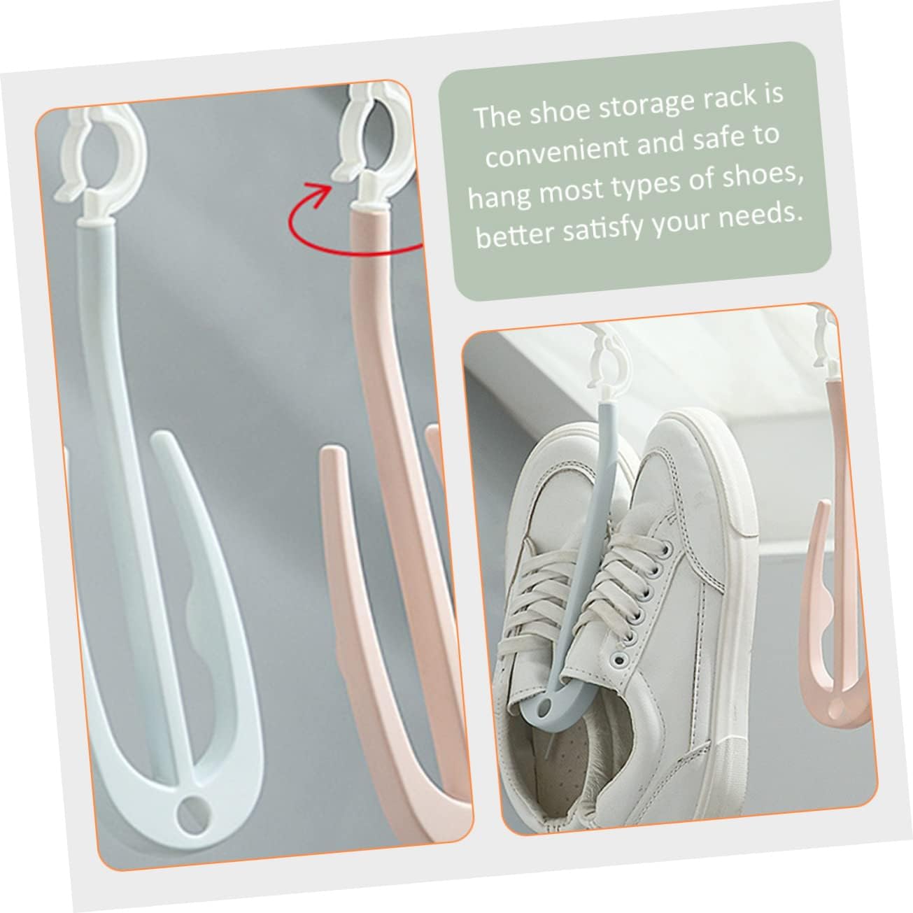 Pink Plastic Shoe Hanging Organizer 10pcs with Double Hooks
