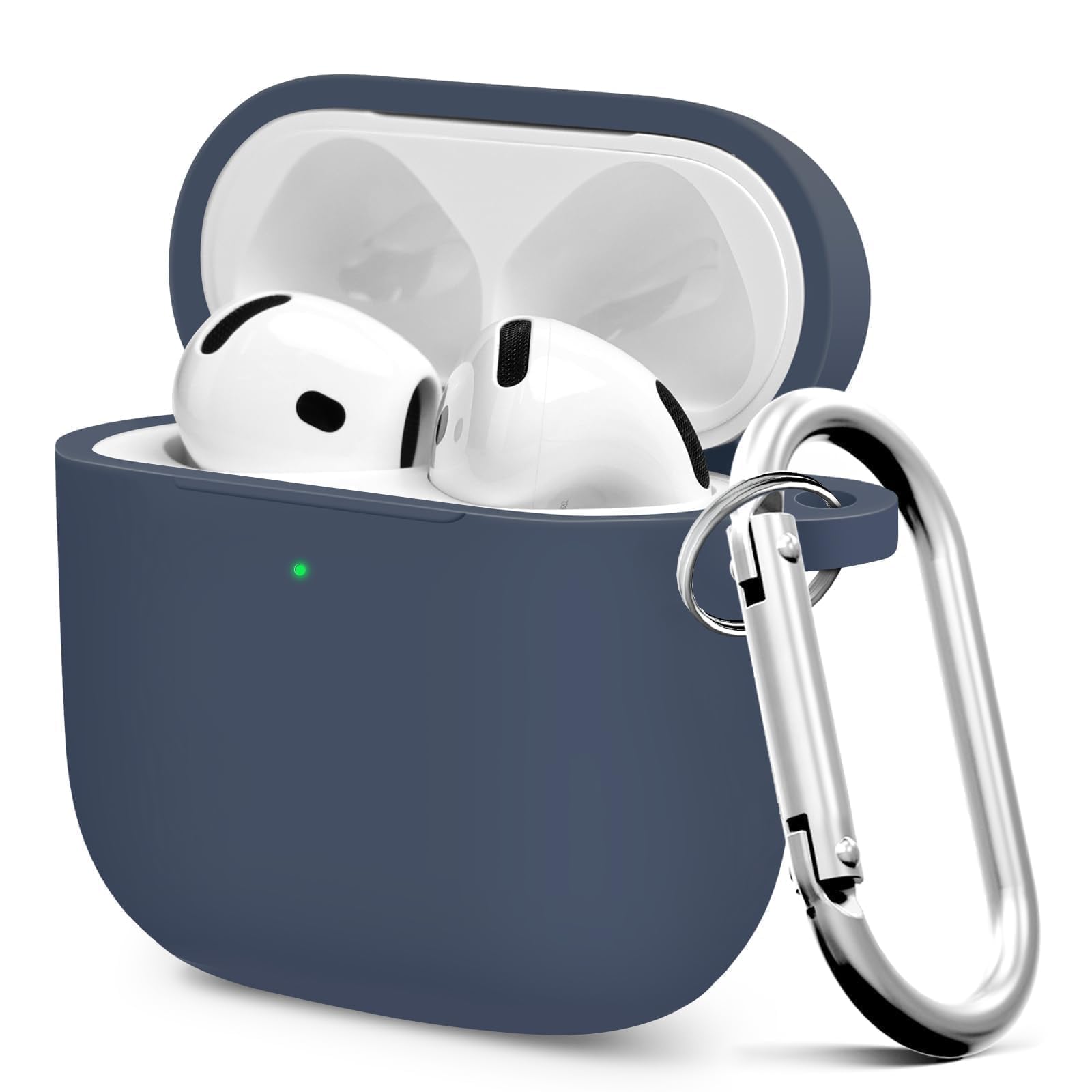 Premium Protective Case for AirPods 4th Generation - Stylish & Durable AirPods Case with Keychain for Air Pod & AirPods Accessories(Midnight Blue) Airpods 4 Case A1-Midnight Blue