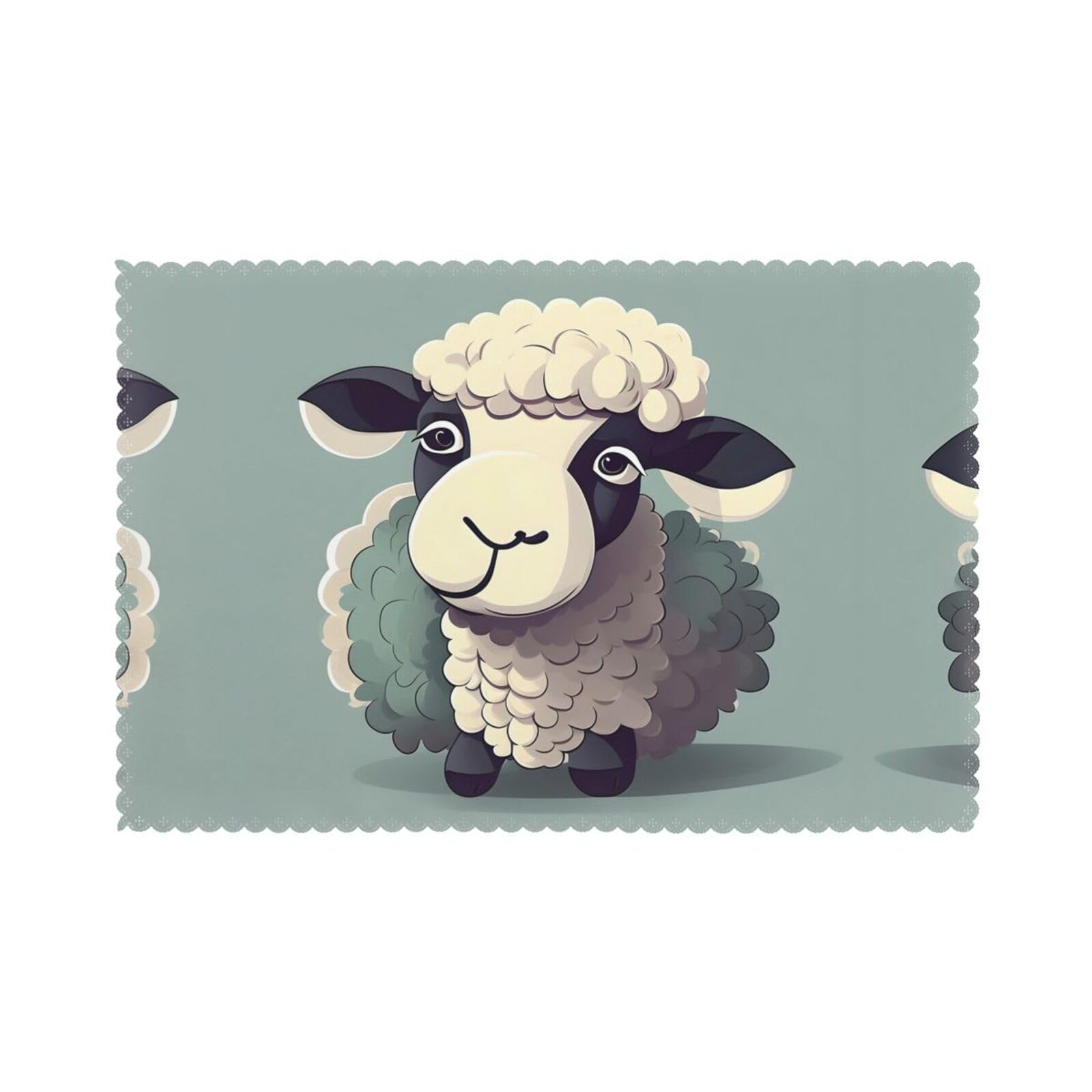 Lamb Christmas Placemats Set of 6,Washable Table Mats