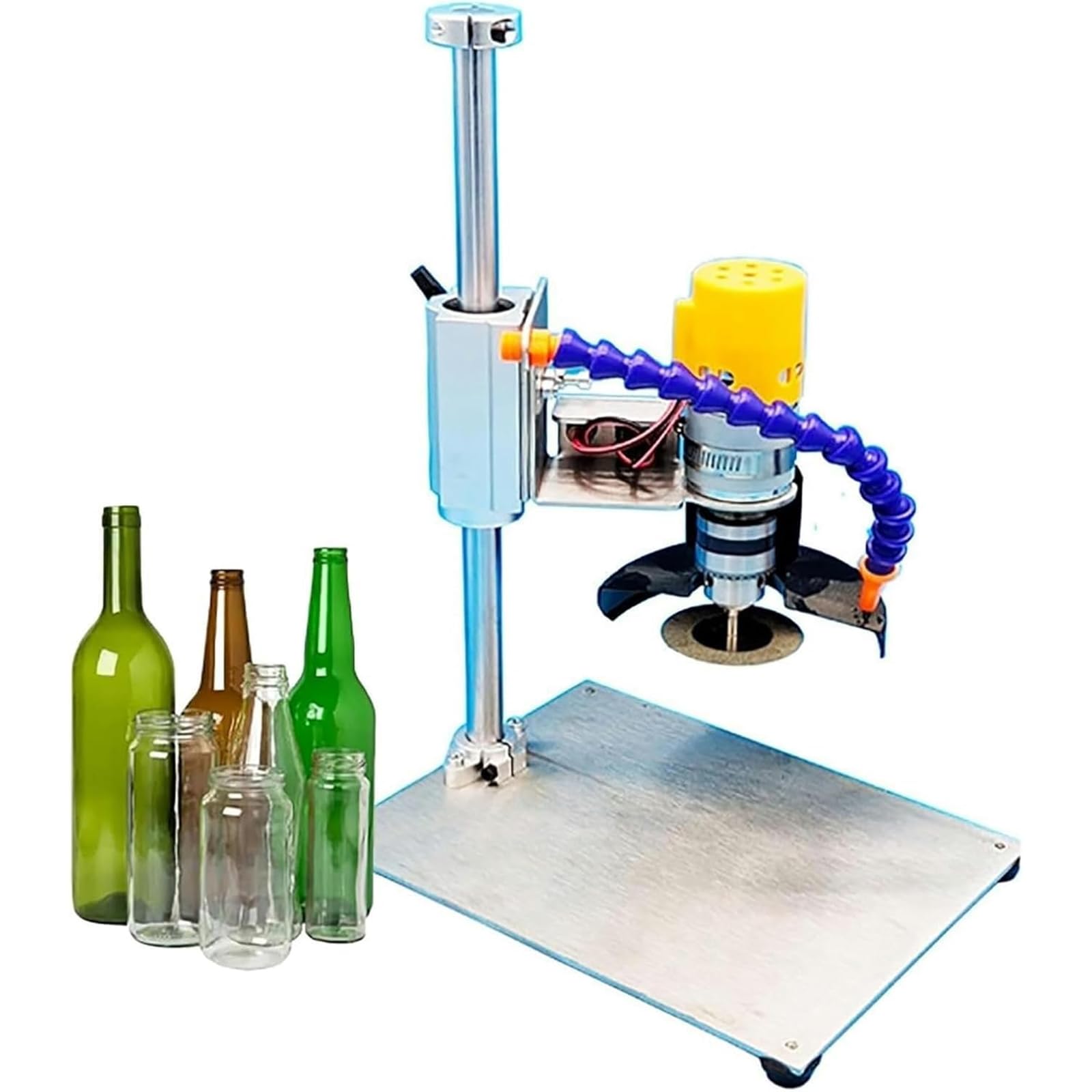 Cortador Eléctrico De Botellas De Vidrio, Máquina Cortadora De Botellas Vidrio, Velocidad De 3000-6000R/min Y Velocidad De 7 Engranajes Ajustable, Ajuste Precisos Altura, Para Botellas De Vidrio