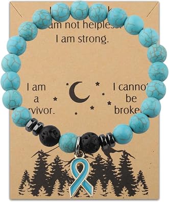 WSNANG Teal Ribbon PTSD Awareness Bracelet - Ovarian Cancer Survivor Inspirational Gift