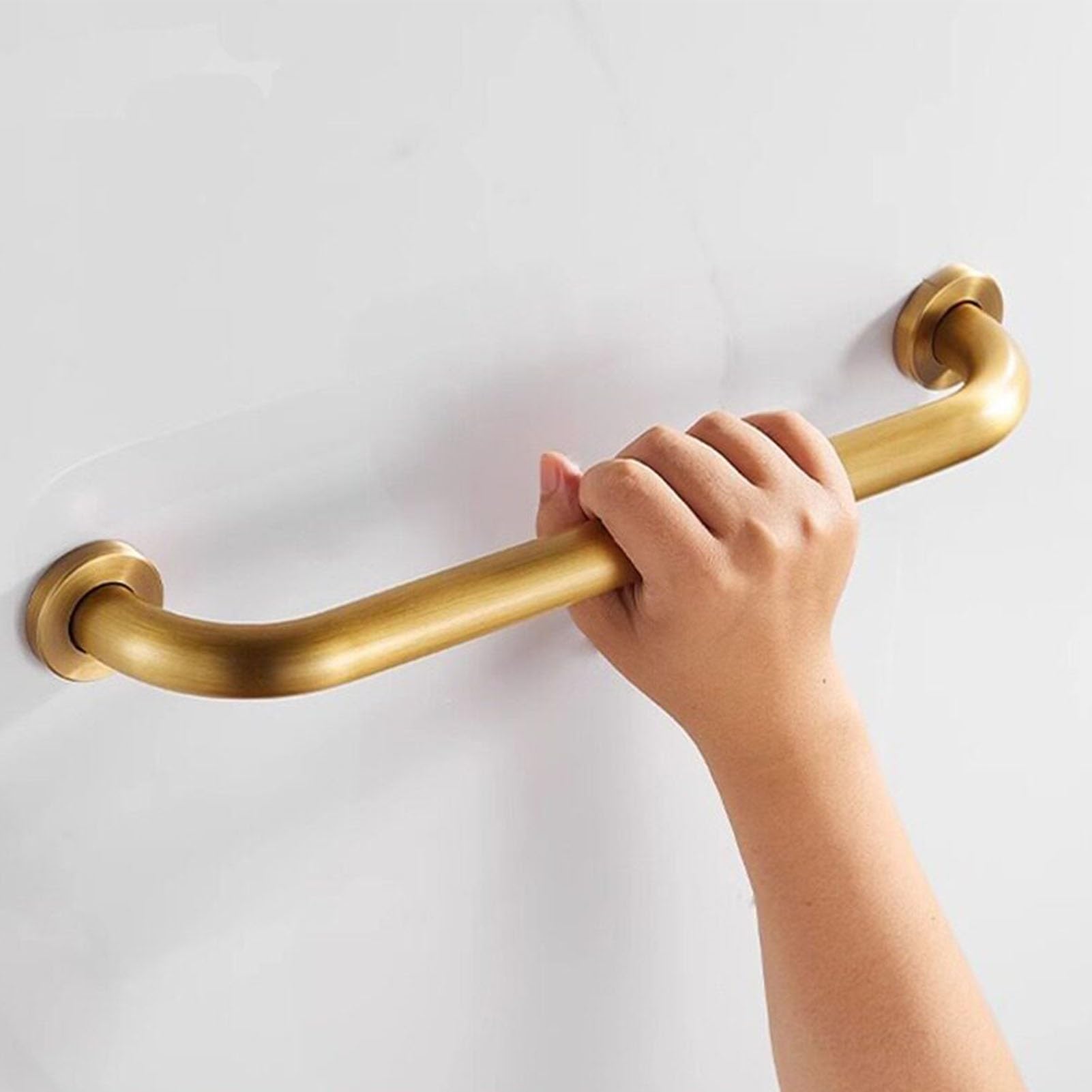 Maniglione di Sicurezza per Doccia per Anziani e disabili, in Ottone Anticato, per Vasca da Bagno, con Impugnatura Antiscivolo da 30 cm, 40 cm o 50 cm, Fissaggio a Parete con Viti