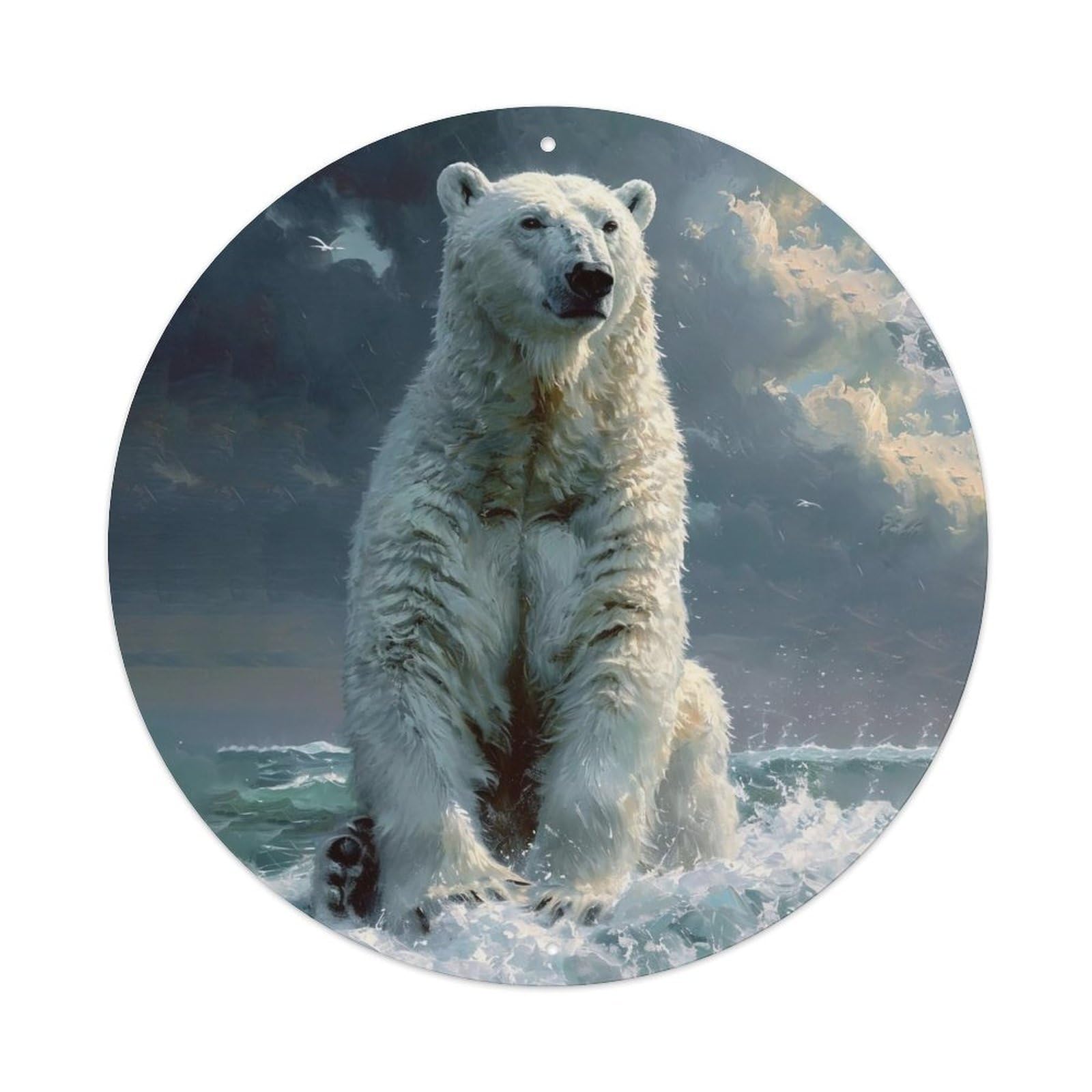 Cwbufd Vintage Style Animal Polar Bear Arctic Coast Vintage Metal Tin Sign Plaque Wall Decor For Cafe, Club Bar, Office, Garden Metal Poster 8X8inch