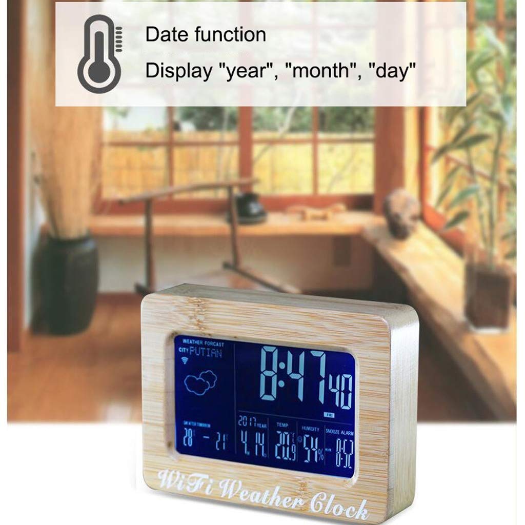 Sveglia ze stacjami meteorologicznymi, cyfrowym wyświetlaczem LCD, prognozami, sterowaniem głosem, niską emisją węgla, duża