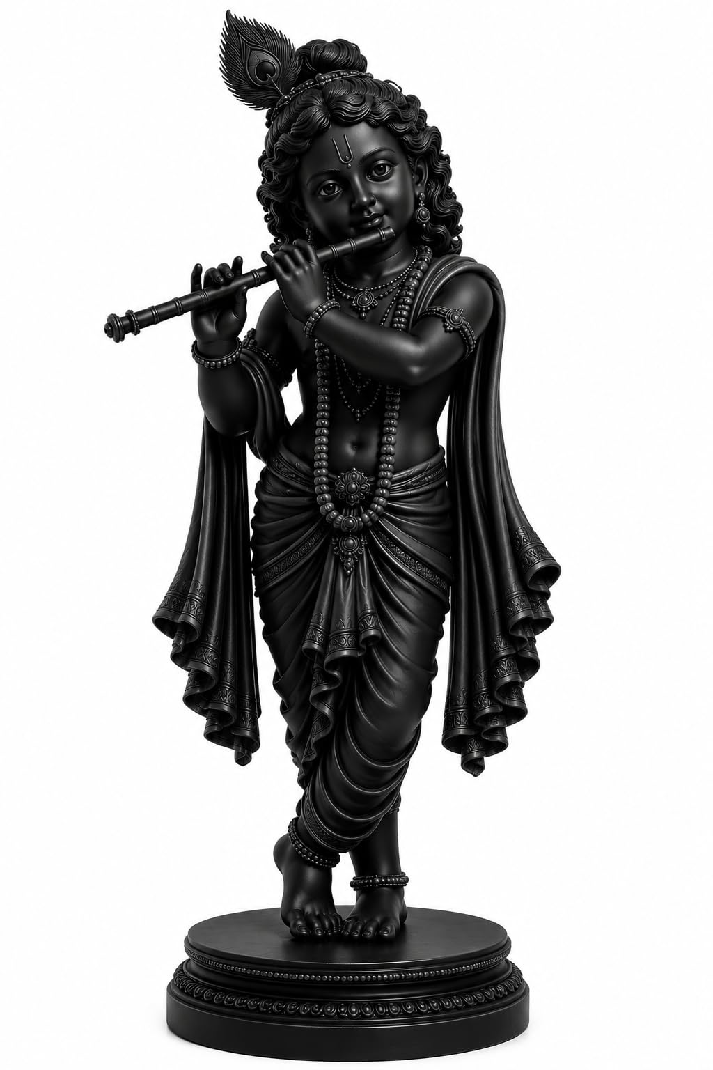 Premium Matte Black Lord Krishna Idol with Flute | 3D Printed Krishna Murti for Home Decor, Temple, Office & Gifting | Modern Spiritual Decorative Showpiece | High Detail Sculpture-image-30
