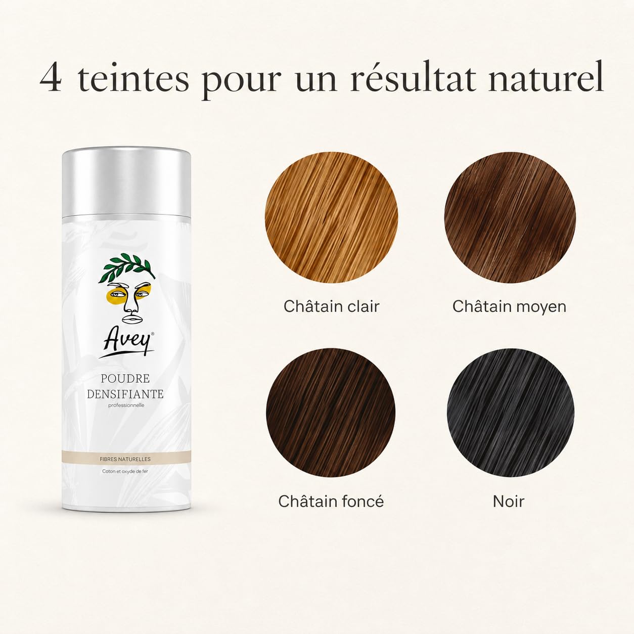 Avey Polvere densificante per capelli – Fibre per capelli naturali di cotone – Cammula le zone sparse – Effetto naturale – 27,5 g (castano medio)
