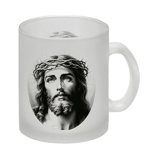 Jesus Christus Glas Tasse Inspirierendes Porträt von Jesus Religion im Alltag Christentum Heiland Erlöser Starker Glaube Biblische Motive Gott