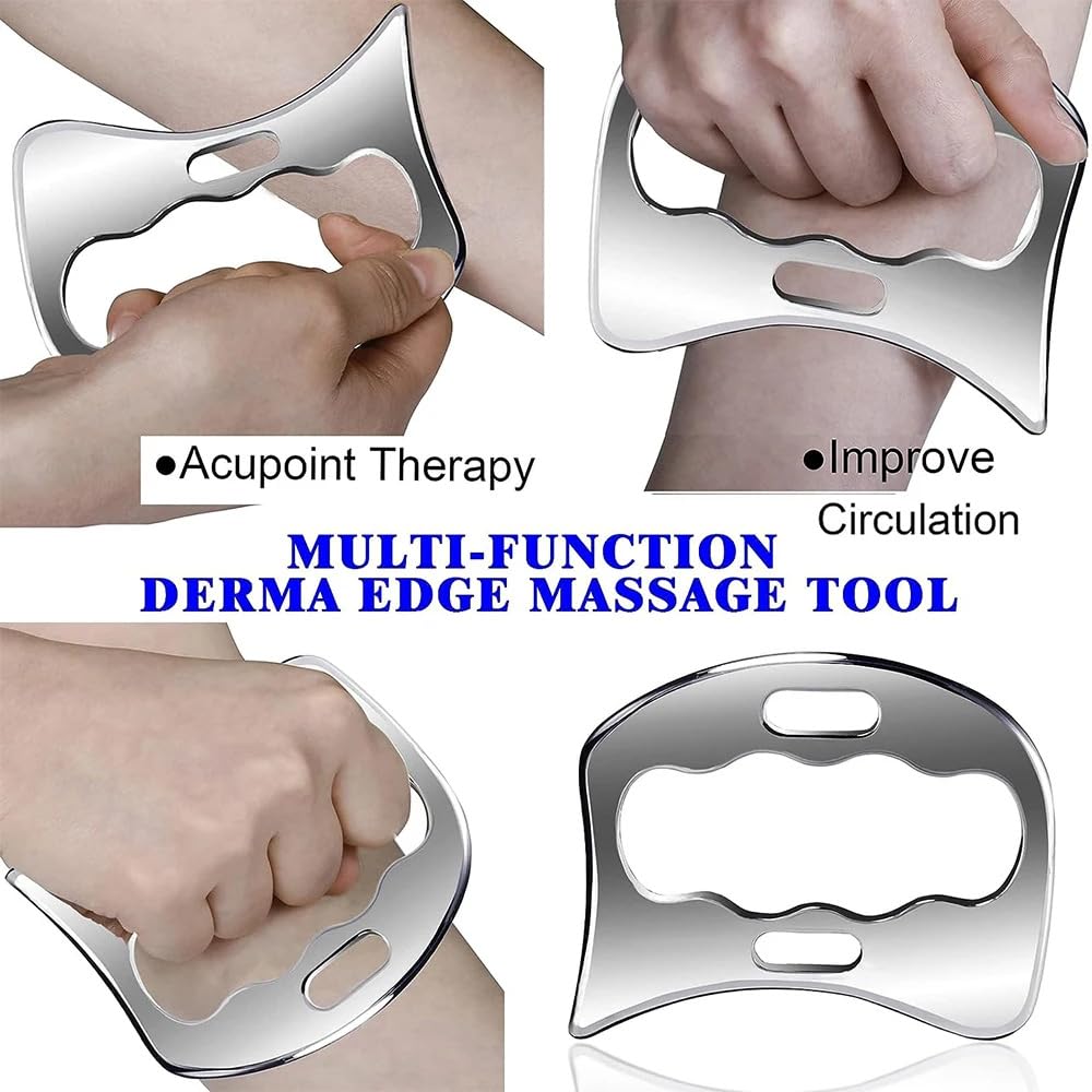 Gua Sha stal nierdzewna 3 w 1 narzędzie do masażu do fizykoterapii Derma Edge