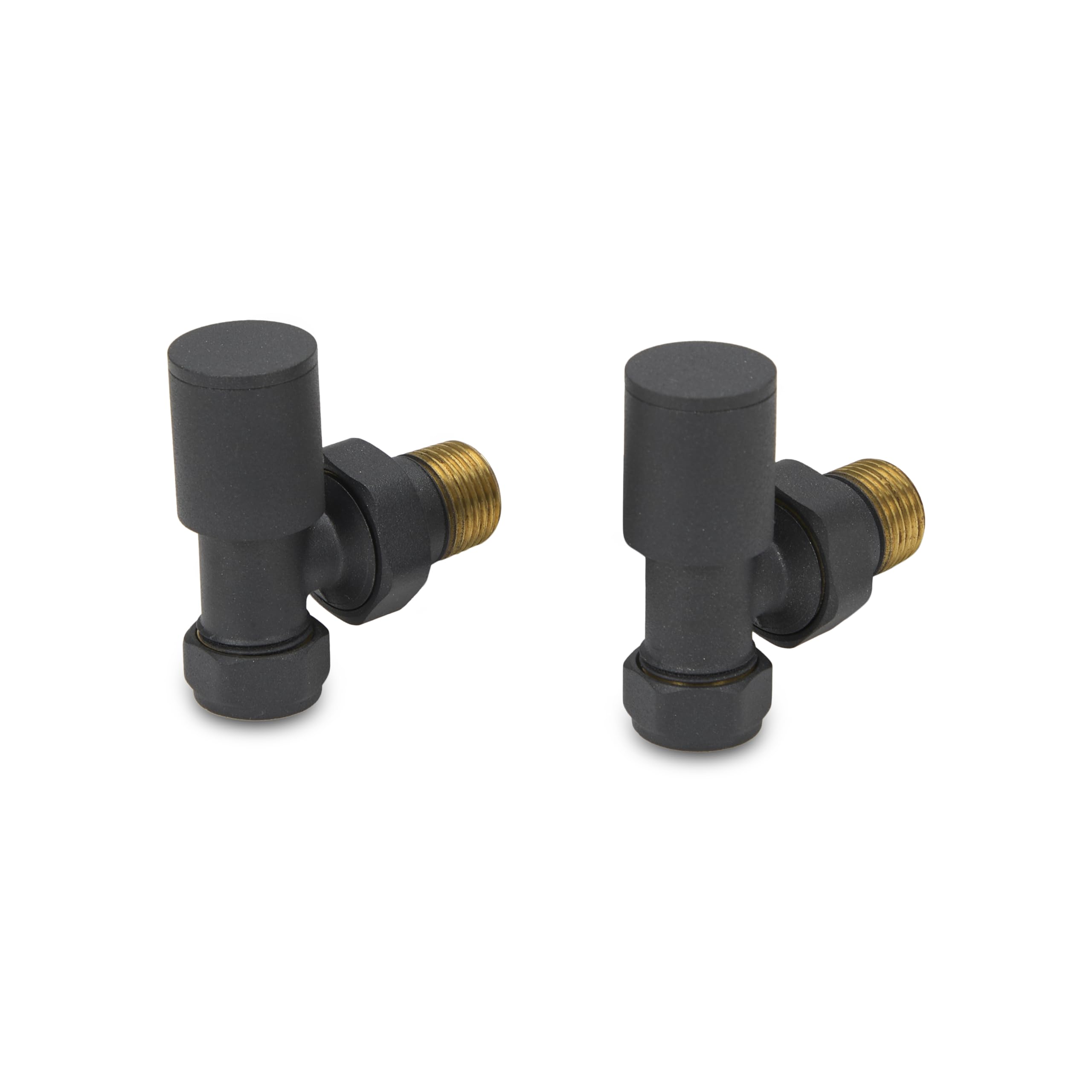LavaTap Radiator Valves Pair 15 mm – Manual Radiator Valve Set for Central Heating – Durable Brass – Compatible with Standard UK Radiators and Heating Systems (Anthracite, Angled)