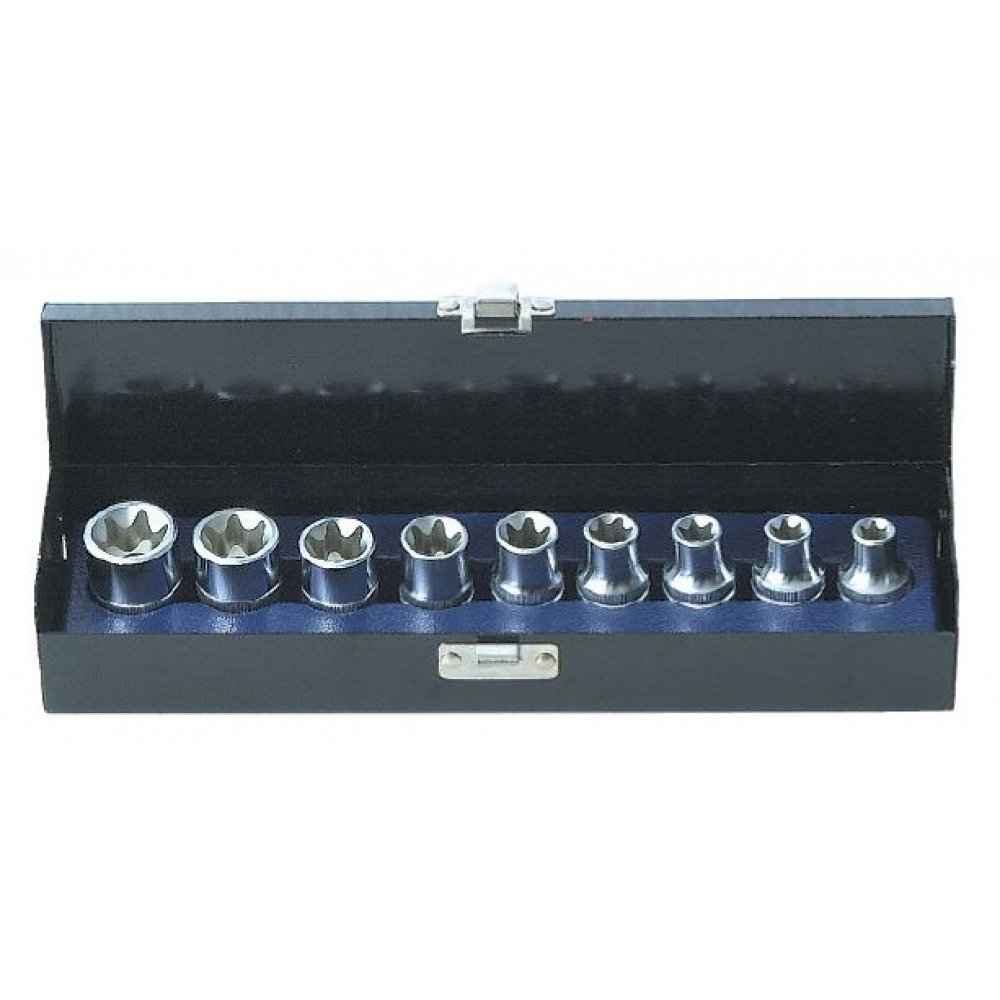 Jeu de 9 douilles 1/2'' embout Torx mâle pour clé mécanique et cliquet
