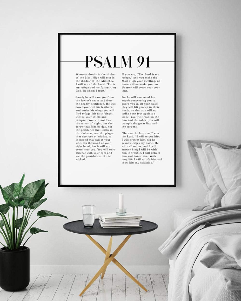 Modern Psalm 91 scripture wall art, the one who lives in the shelter, artwork from the bible verse for your Christian home decor 50x70cm No Frame