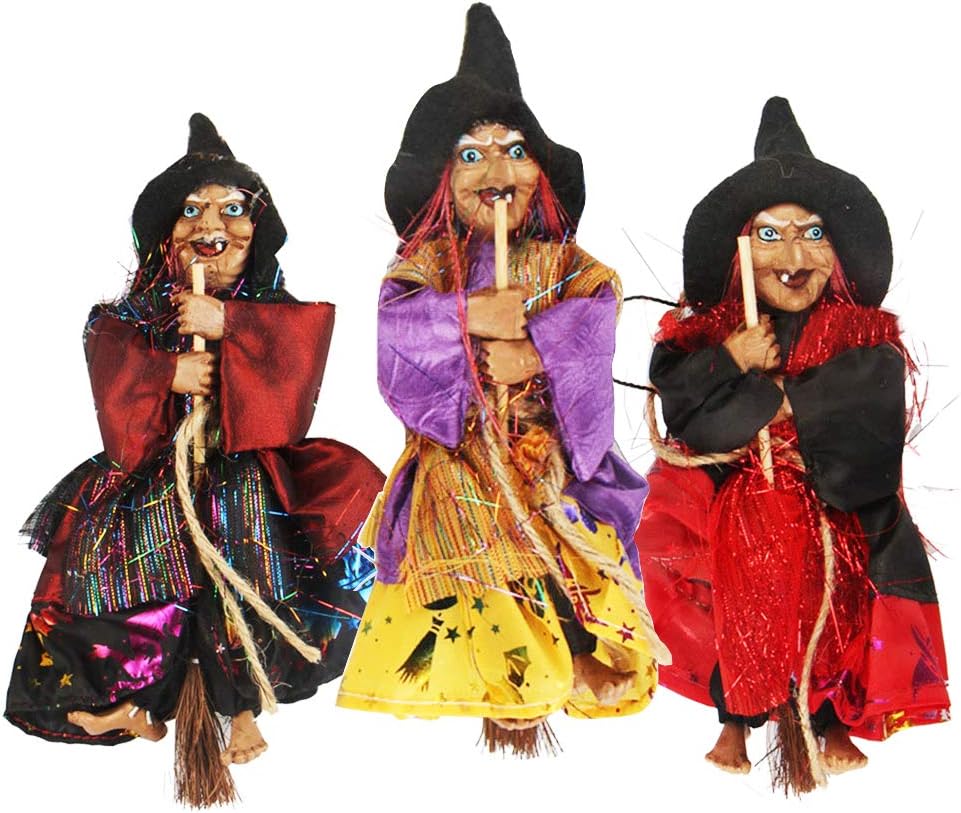 Fellibay Halloween Witch Decorations Witch Haunted House Scene Layout Props Hanging Ornament 3pcs
