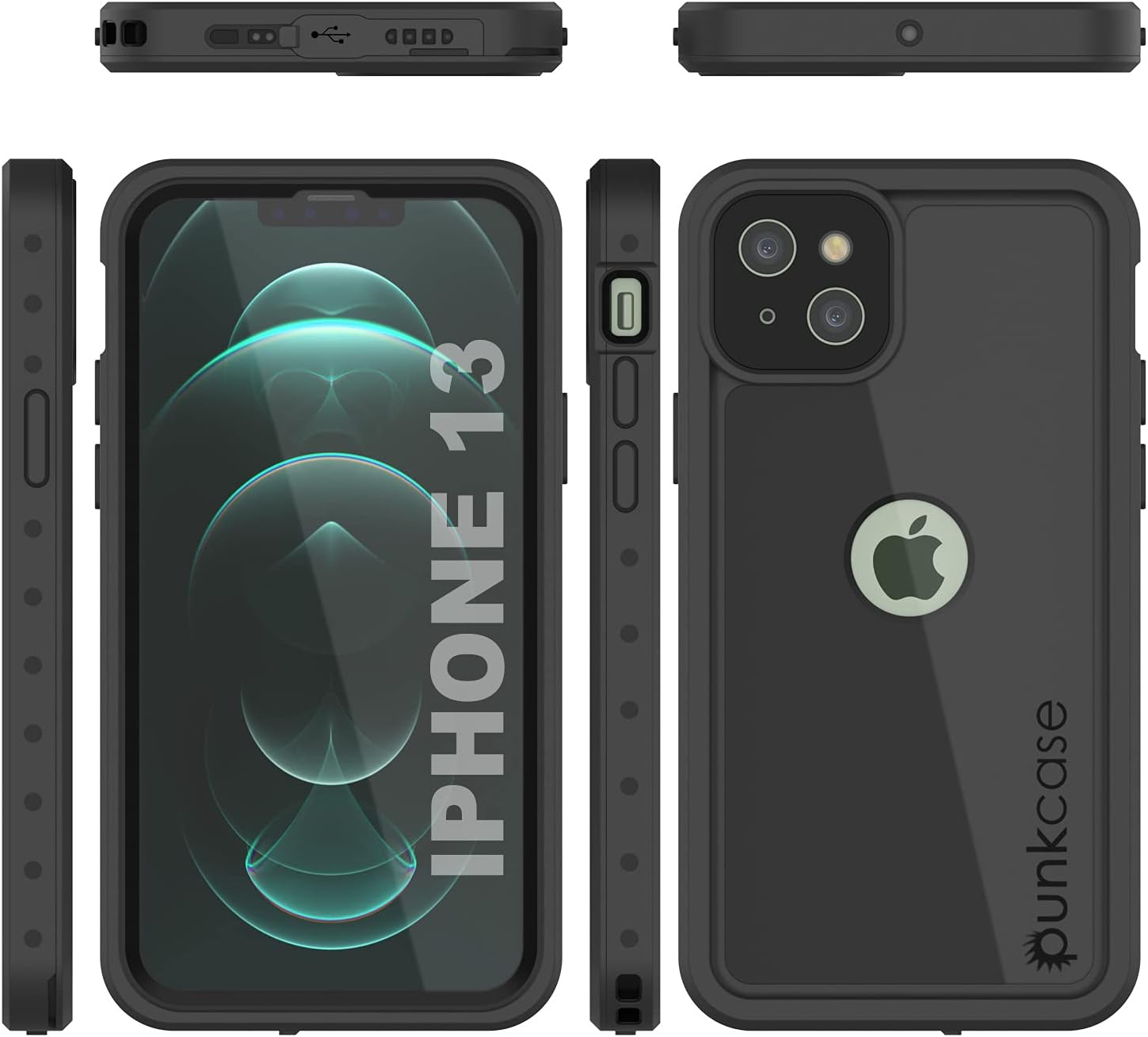 Punkcase Designed for iPhone 13 Waterproof Case [StudStar Series] [Slim Fit] [IP68 Certified] [Shockproof] [Dirtproof] [Snowproof] 360 Full Body Armor Cover for iPhone 13 (6.1") (2021) [Black]