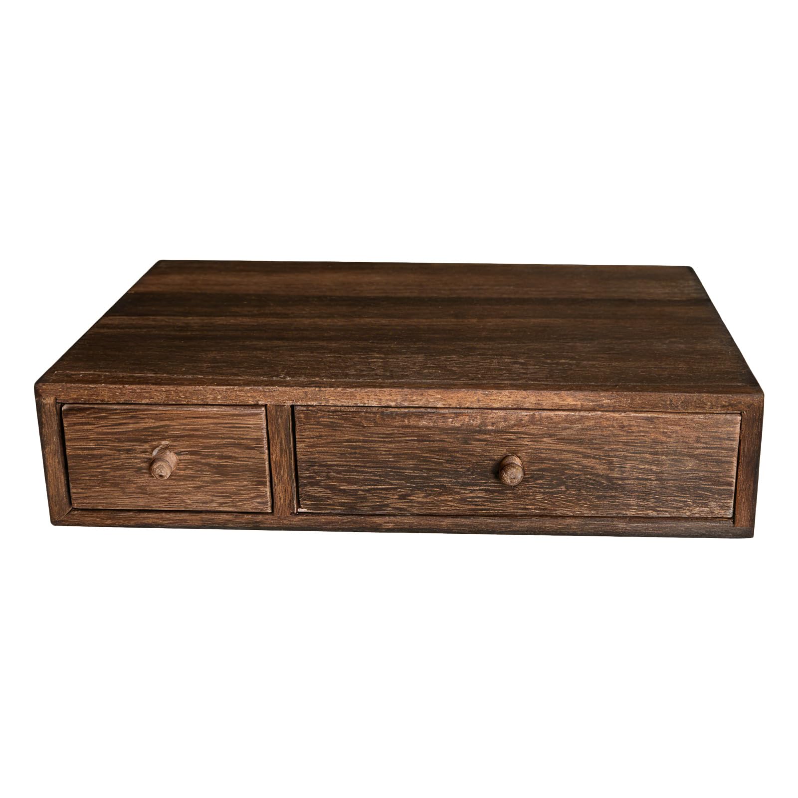 Tsophreniq Sturdy Wood Multiple Compartment Storage Tray for Tidying Workspaces Kitchen Countertop Planner