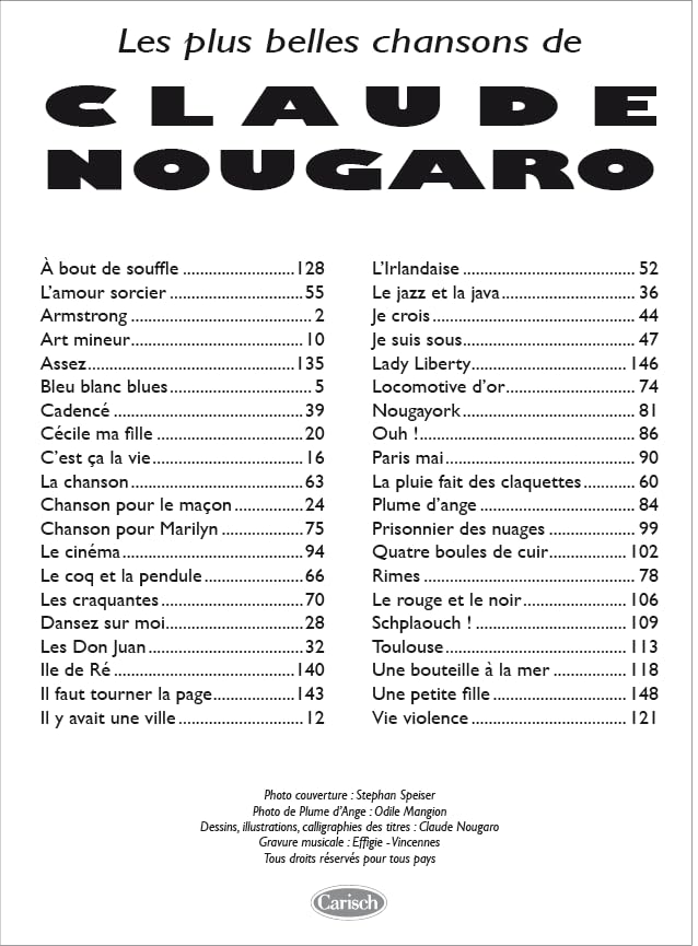 Claude Nougaro - Collection Grands Interpretes. Piano, Voix & Guitare.