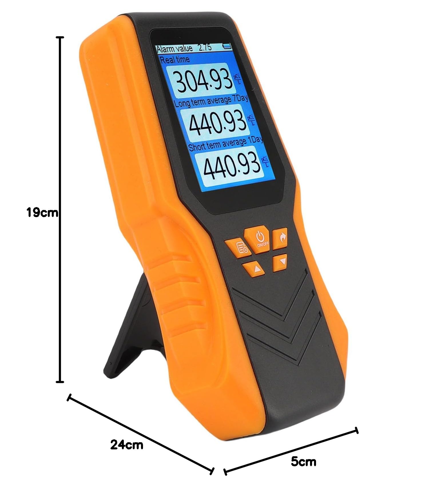 Walfront Rilevatore di Radon Portatile Monitoraggio in Tempo Reale Rilevare Gas Radon in Varie Impostazioni 1,5 Secondi Tempo di Campionamento per il Seminterrato della Scuola di Casa